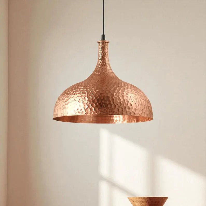 Hand-Hammered Copper Pendant Light - Vintage Farmhouse Light Fixture - Mettlemix