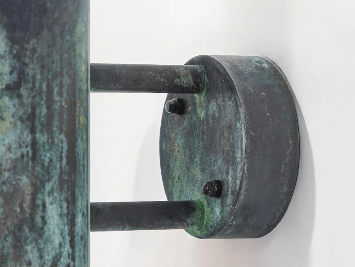 Hand-Hammered Cylindrical Copper Wall Sconce - Aged Verdigris Green Patina - Mettlemix