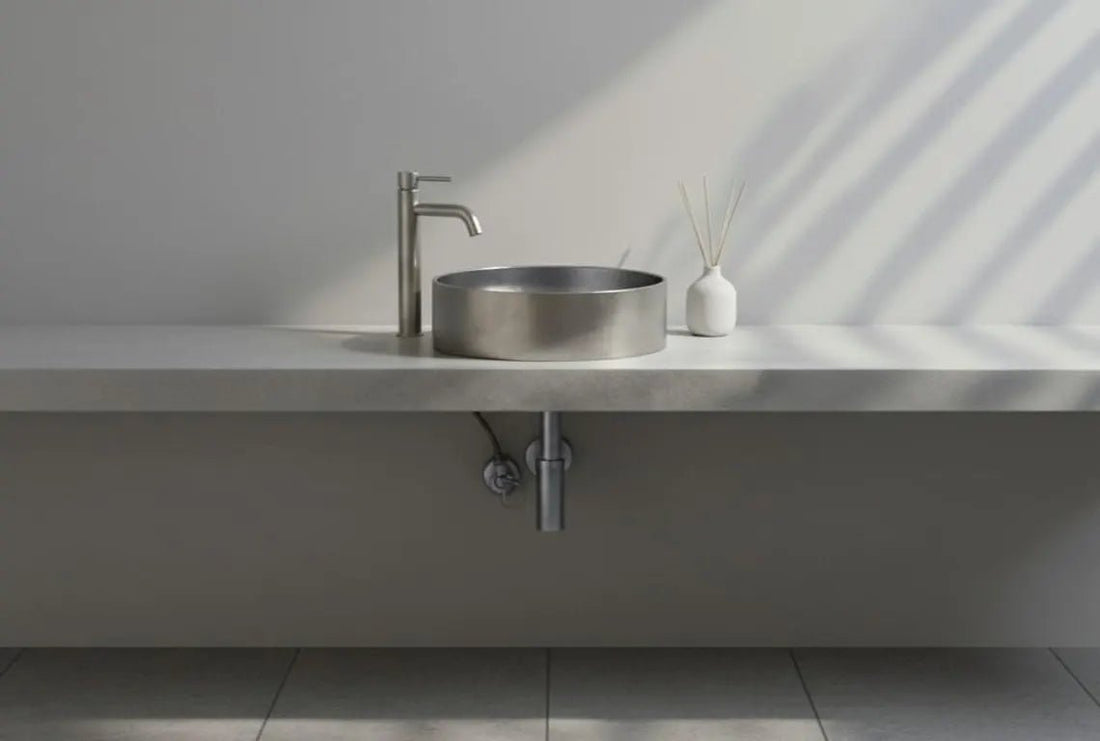 Hand-Hammered Stainless Steel Vessel Sink - Modern Industrial Bathroom Basin - Mettlemix