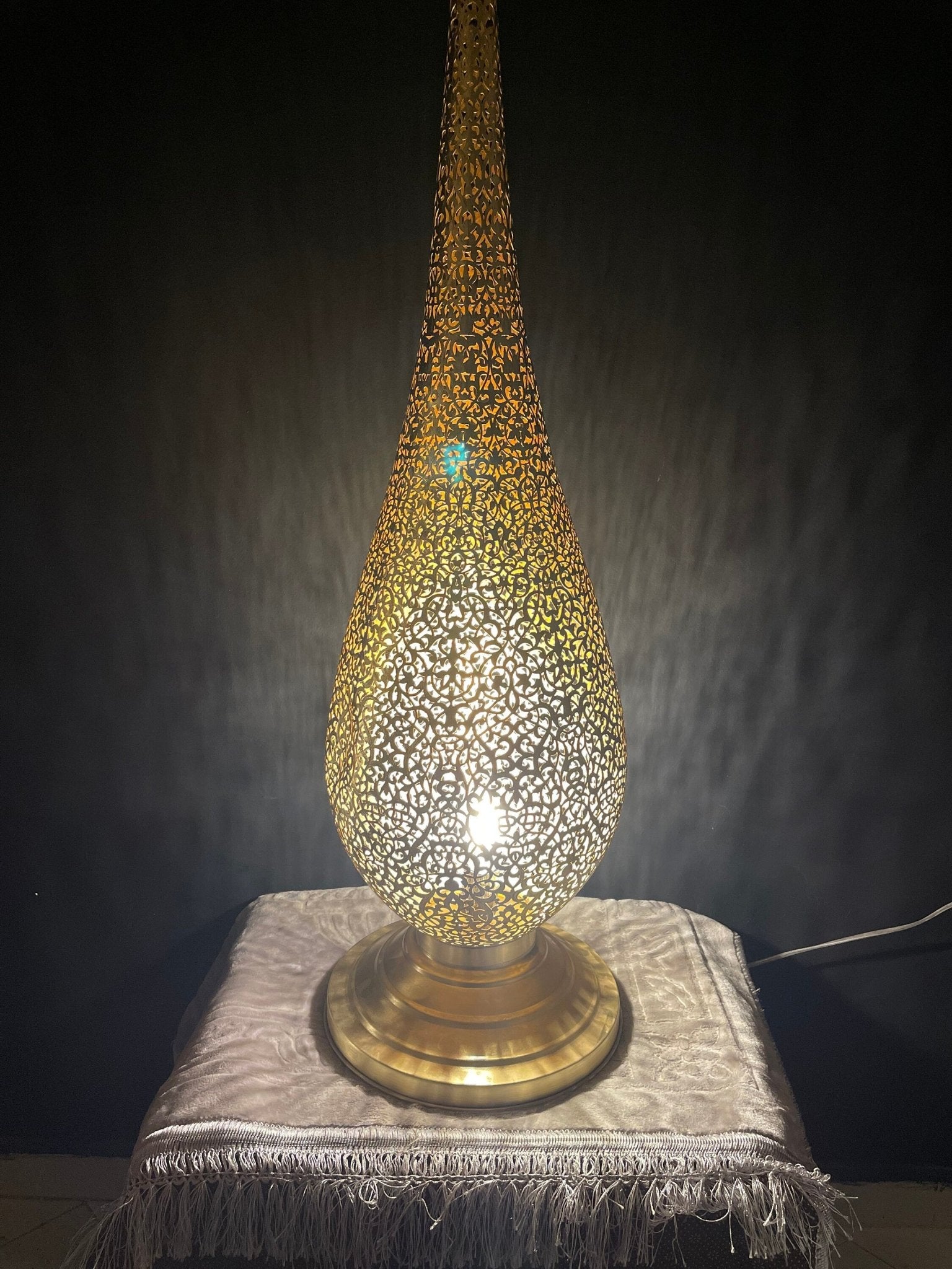 Hand-Pierced Solid Brass Floor Lamp - Unlacquered Freestanding Light - Mettlemix