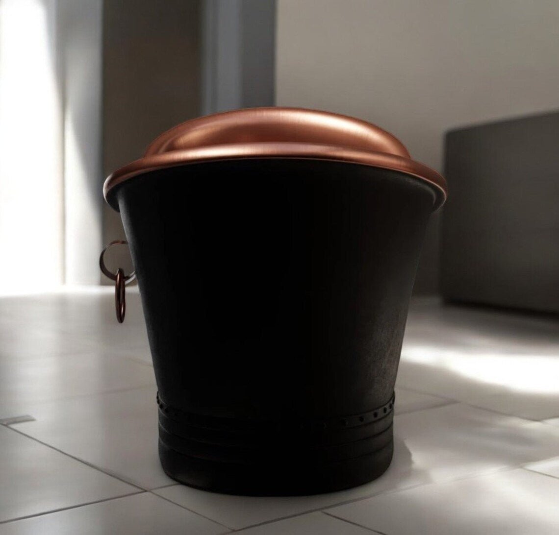 Handcrafted Black Patina Copper Bathtub - Luxury Freestanding Double Slipper Tub - Mettlemix