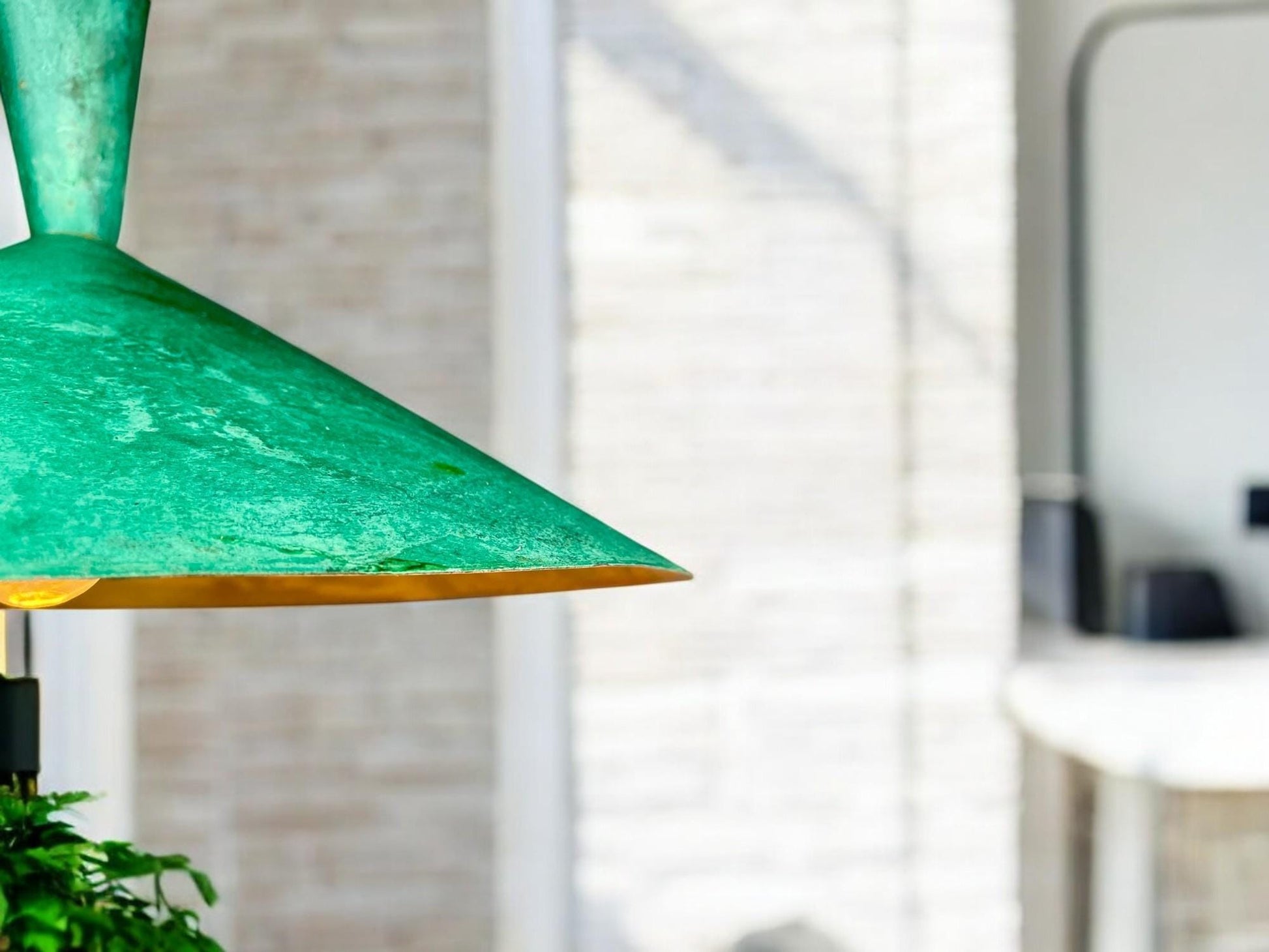 Handcrafted Brass Dome Pendant Light - Green Patina Ceiling Lamp - Mettlemix