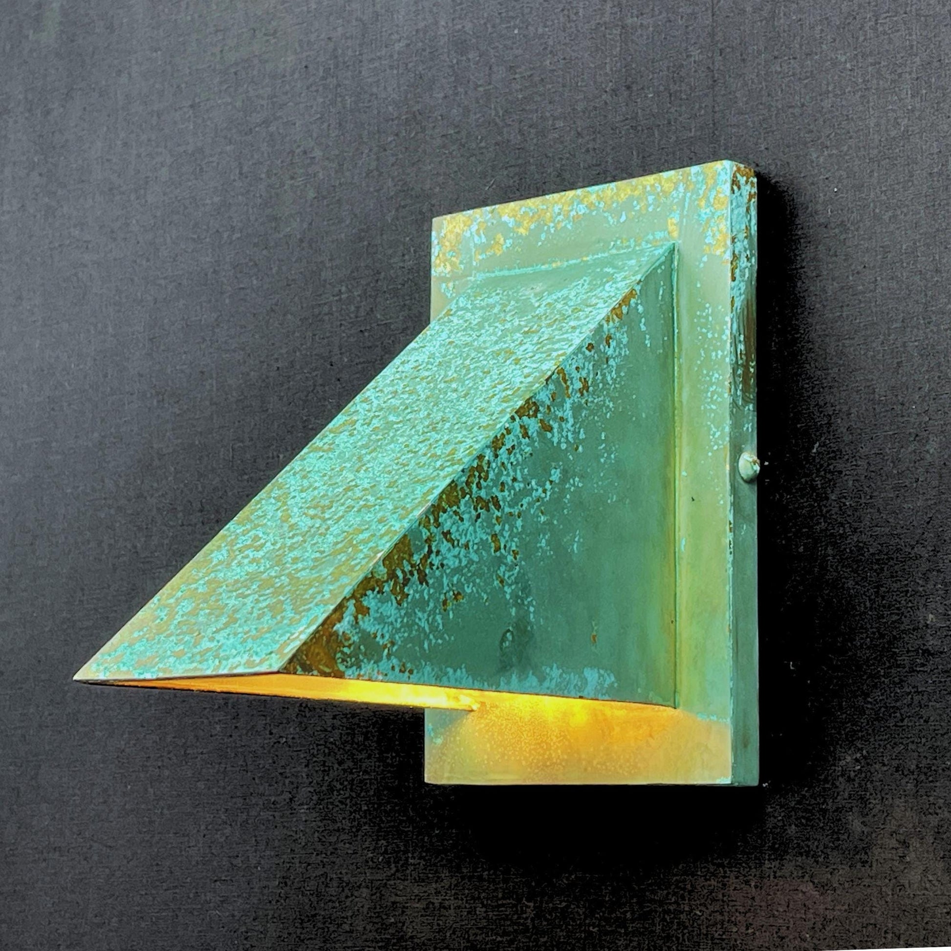 Handcrafted Copper Wall Sconce: Oxidized Green Patina Outdoor Light - Mettlemix