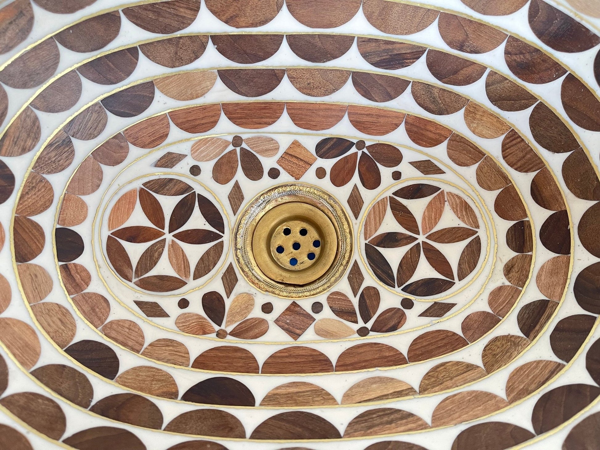 Handcrafted Drop In Bathroom Sink - Oval Brass & Wood Vanity Basin - Mettlemix