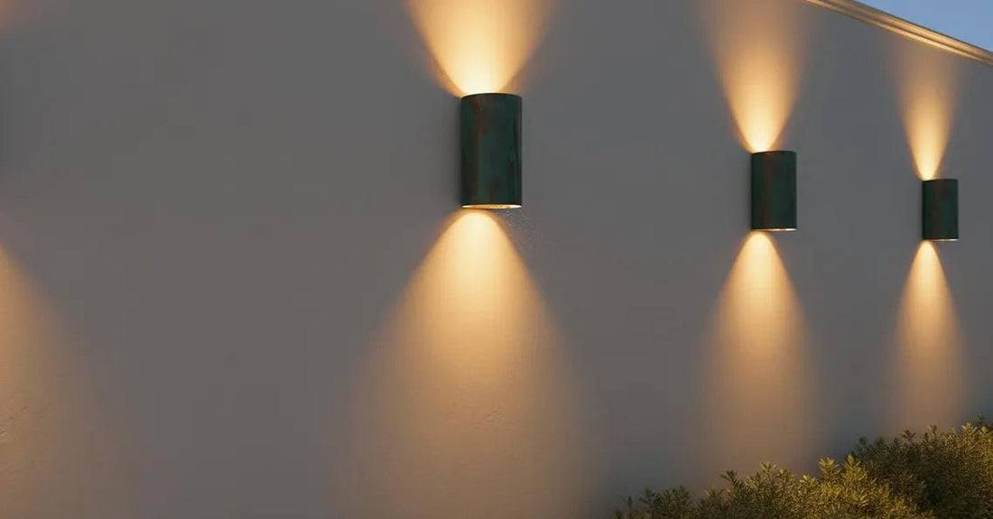 Handcrafted Green Patina Copper Wall Sconce - Modern Scandinavian Outdoor Up & Down Light - Mettlemix