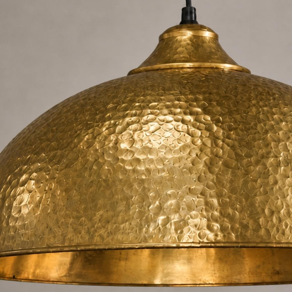 Handcrafted Hammered Brass Bowl Pendant Light |Antique Brass Dome Ceiling Lamp, Farmhouse Hanging Light | Kitchen Island Light Fixture - Mettlemix