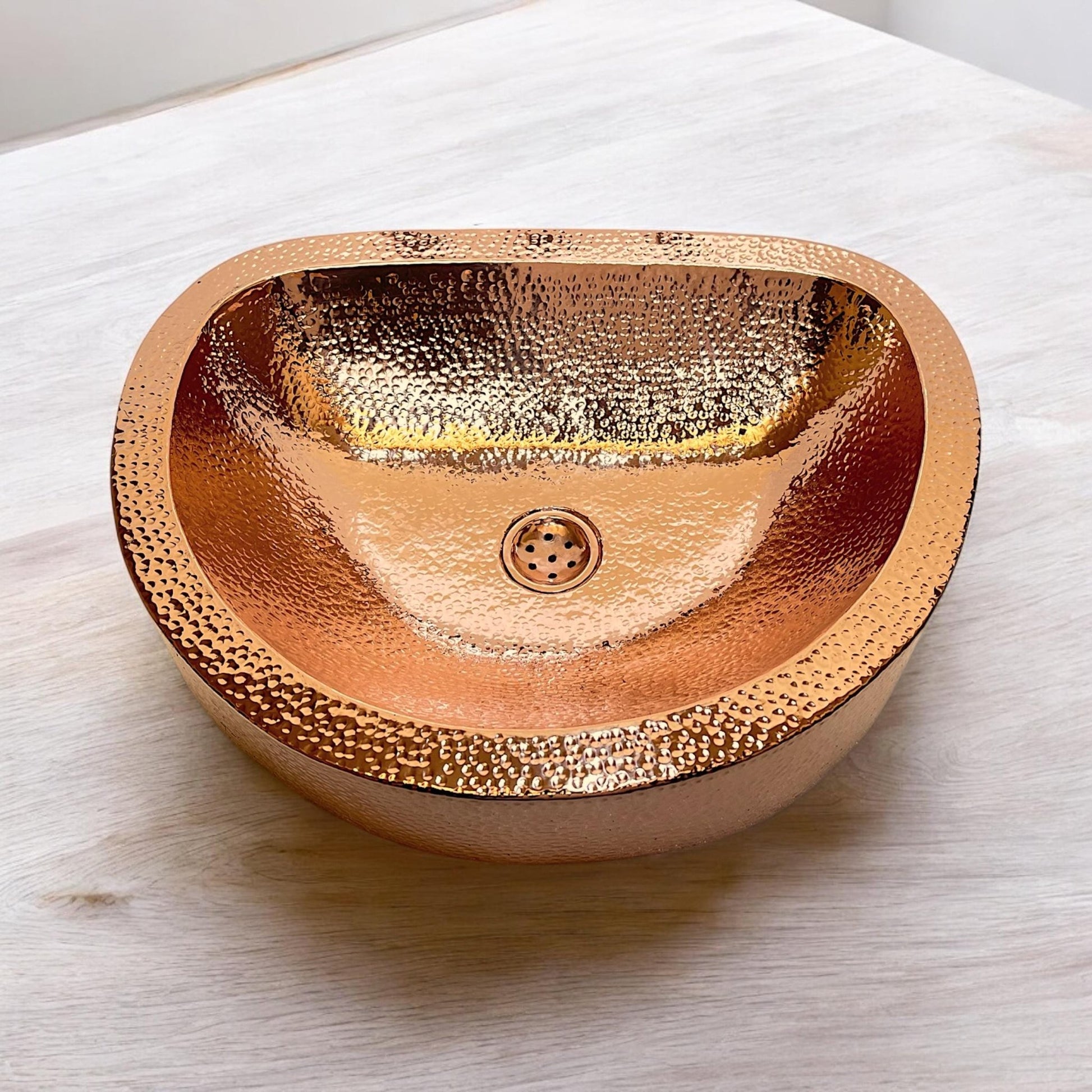 Handcrafted Hammered Copper Vessel Sink - Modern Bathroom Vanity Basin - Mettlemix