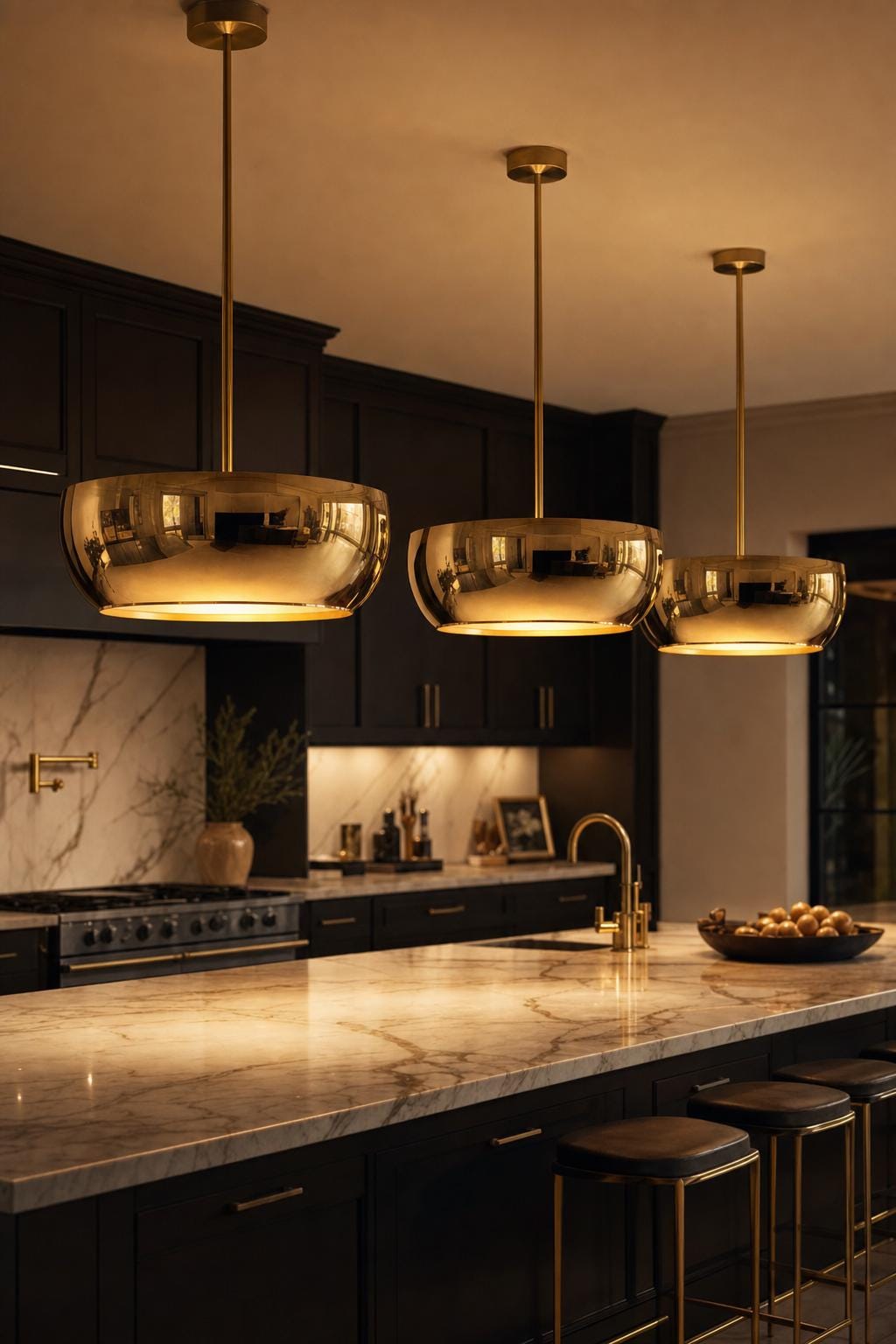 Handcrafted polished Brass Bowl Pendant Light | Modern Luxury Hanging Ceiling Lamp | Minimalist Kitchen Island Light Fixture - Mettlemix