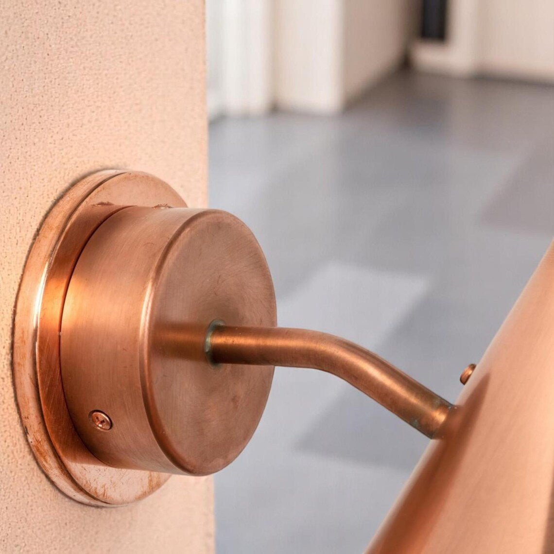 Handcrafted Polished Copper Outdoor Wall Sconce - Minimalist Conical Design - Mettlemix