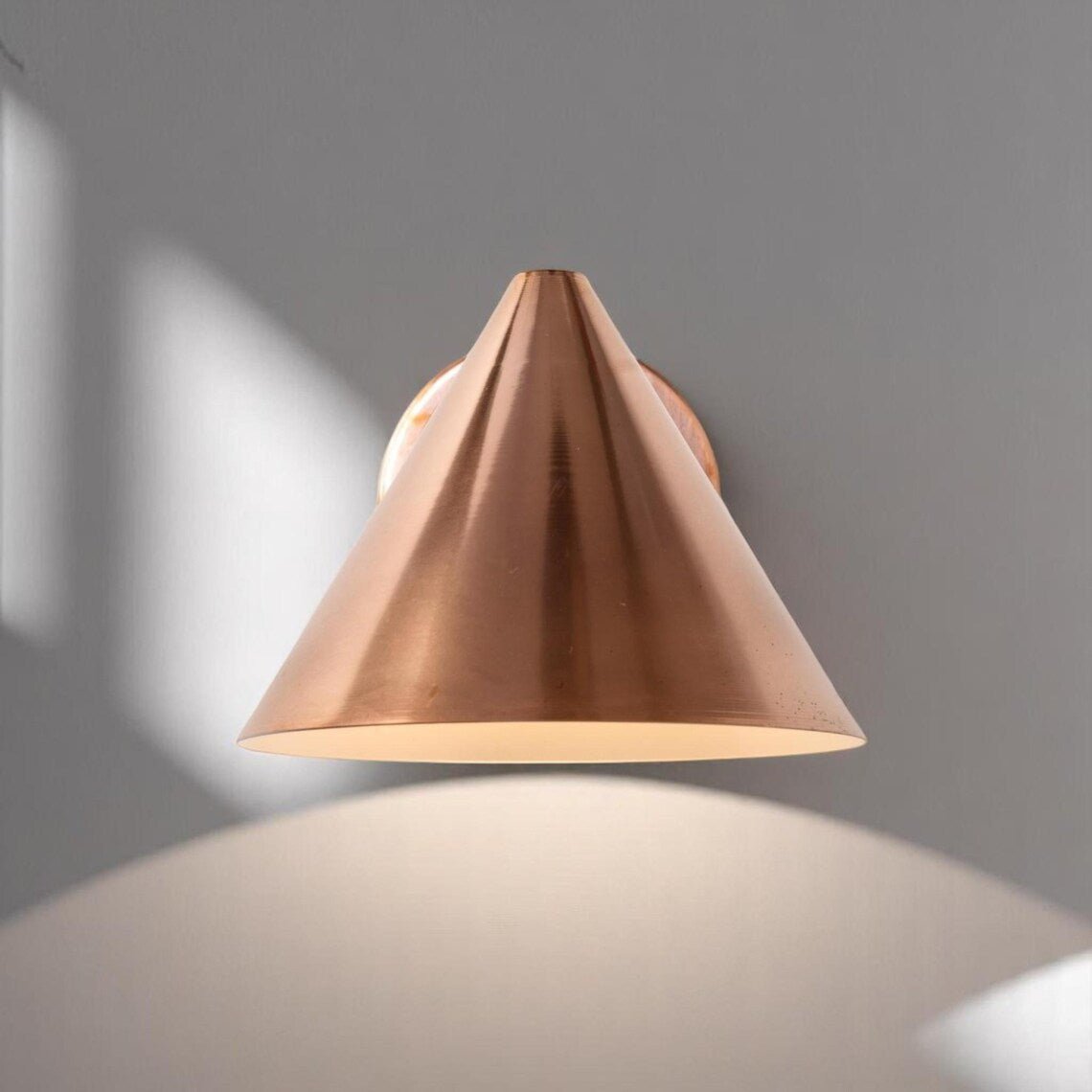 Handcrafted Polished Copper Outdoor Wall Sconce - Minimalist Conical Design - Mettlemix