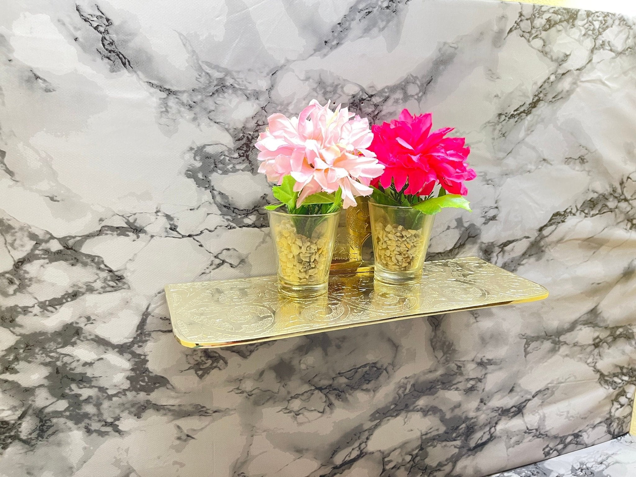 Handcrafted Solid Brass Tea Tray - Vintage Engraved Serving Table - Mettlemix
