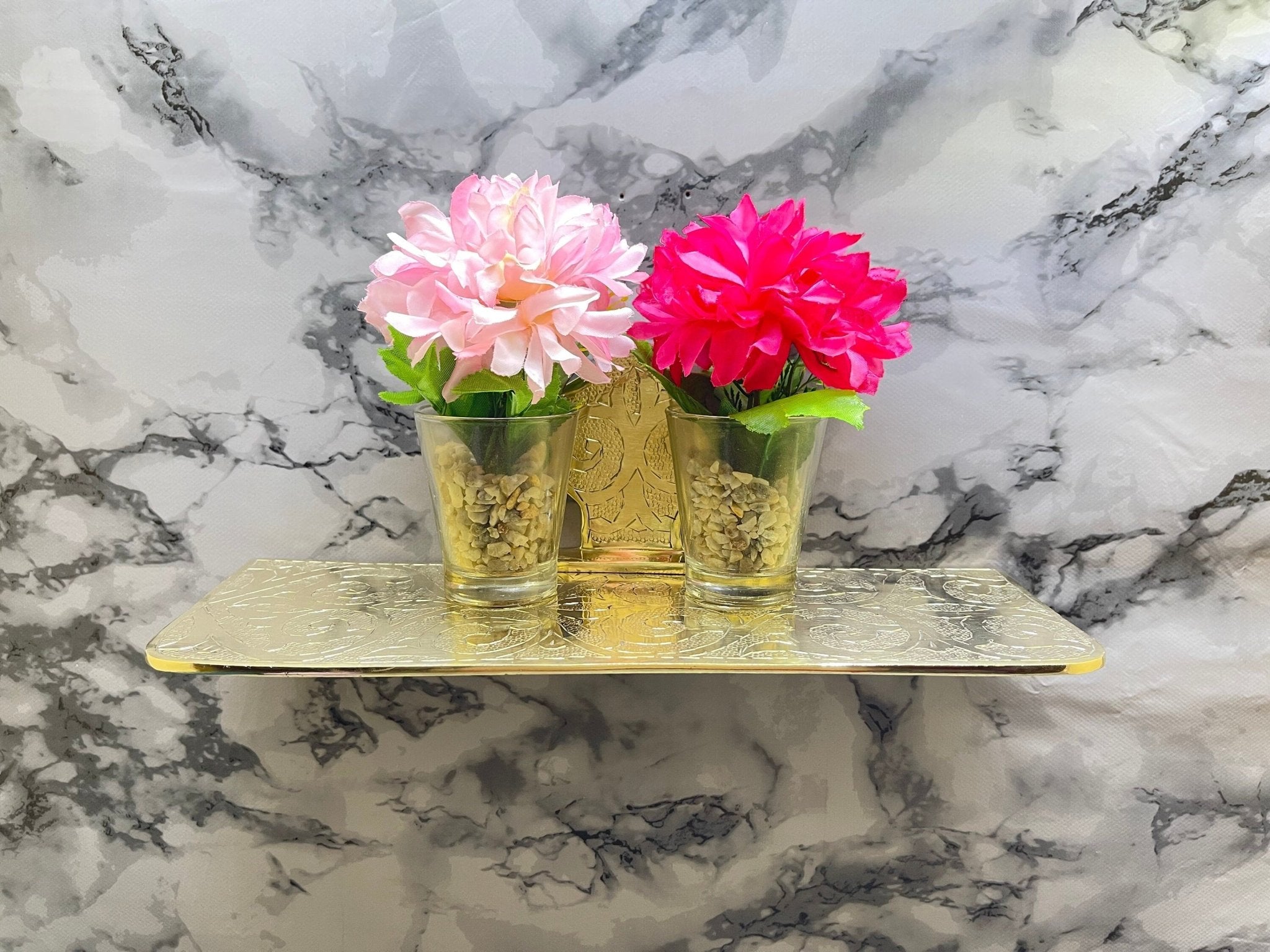 Handcrafted Solid Brass Tea Tray - Vintage Engraved Serving Table - Mettlemix