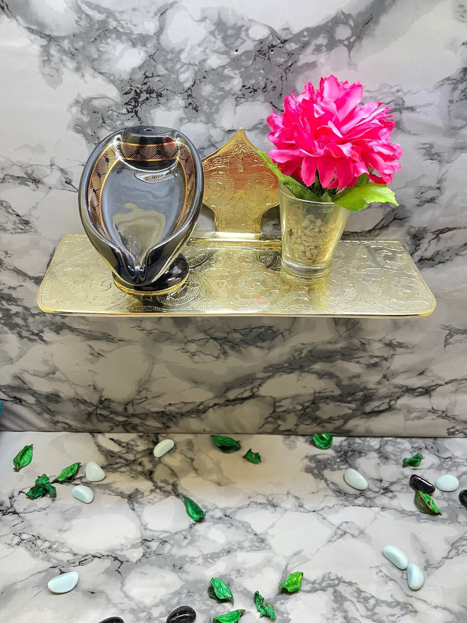 Handcrafted Solid Brass Tea Tray - Vintage Engraved Serving Table - Mettlemix