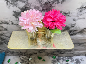 Handcrafted Solid Brass Tea Tray - Vintage Engraved Serving Table - Mettlemix
