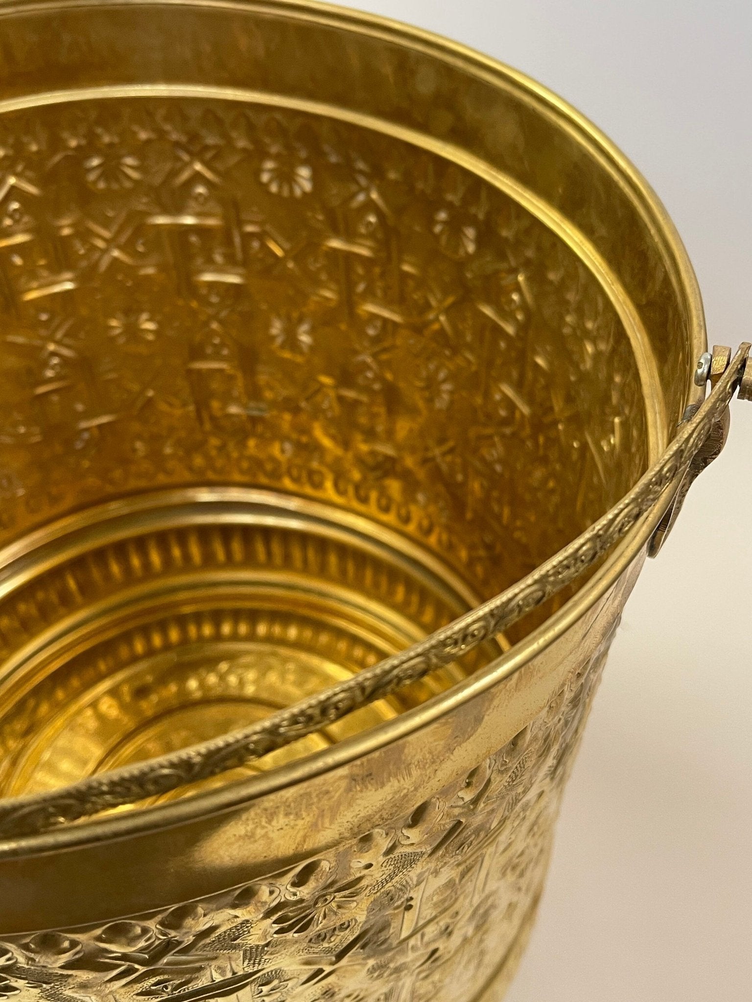 Solid Brass Engraved Serving Tray - Vintage Metal Centerpiece - Mettlemix