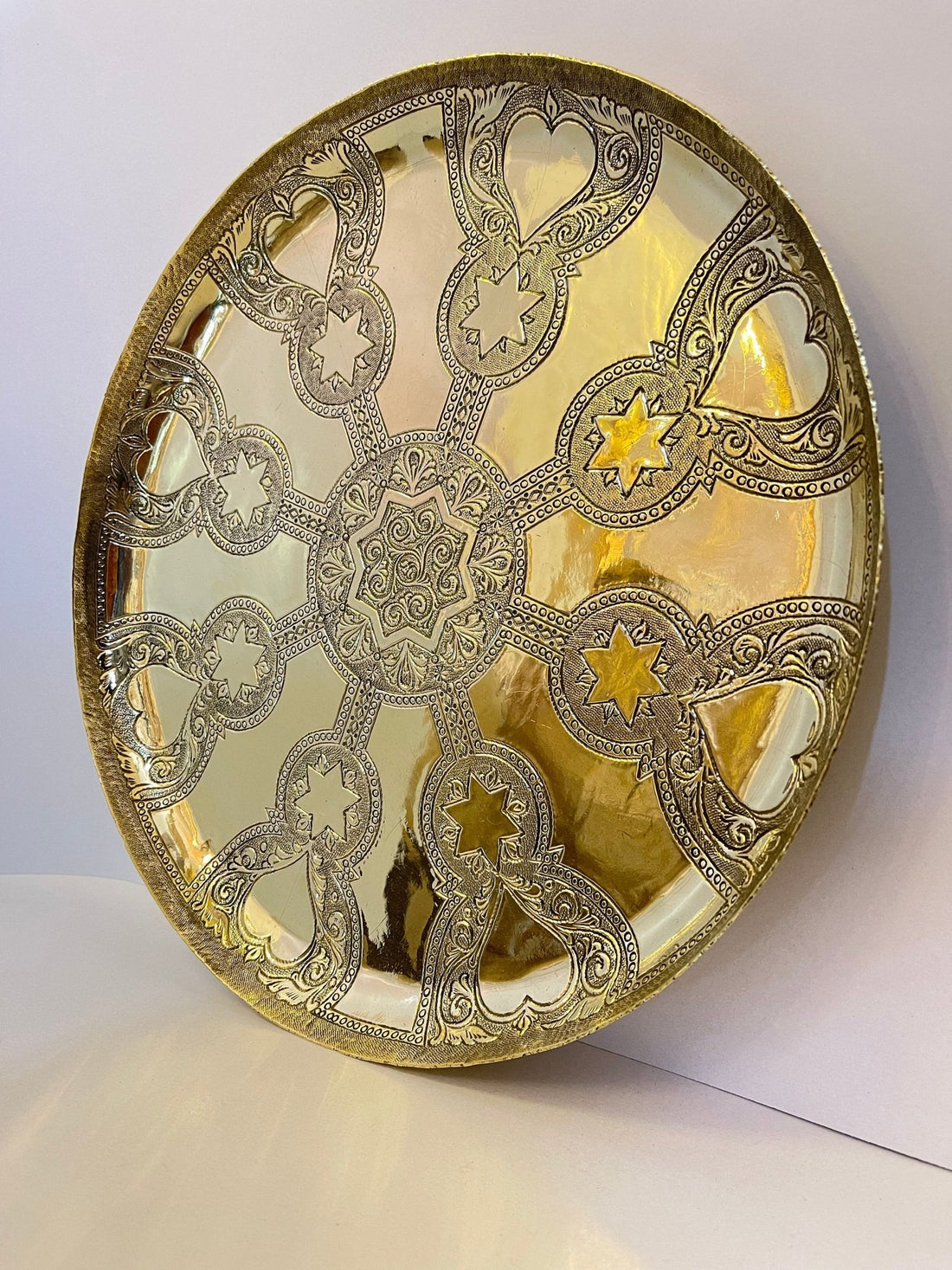 Handcrafted Solid Brass Tea Tray - Vintage Engraved Serving Table - Mettlemix