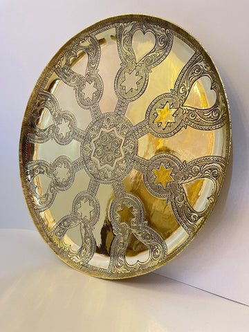 Handcrafted Solid Brass Tea Tray - Vintage Engraved Serving Table - Mettlemix