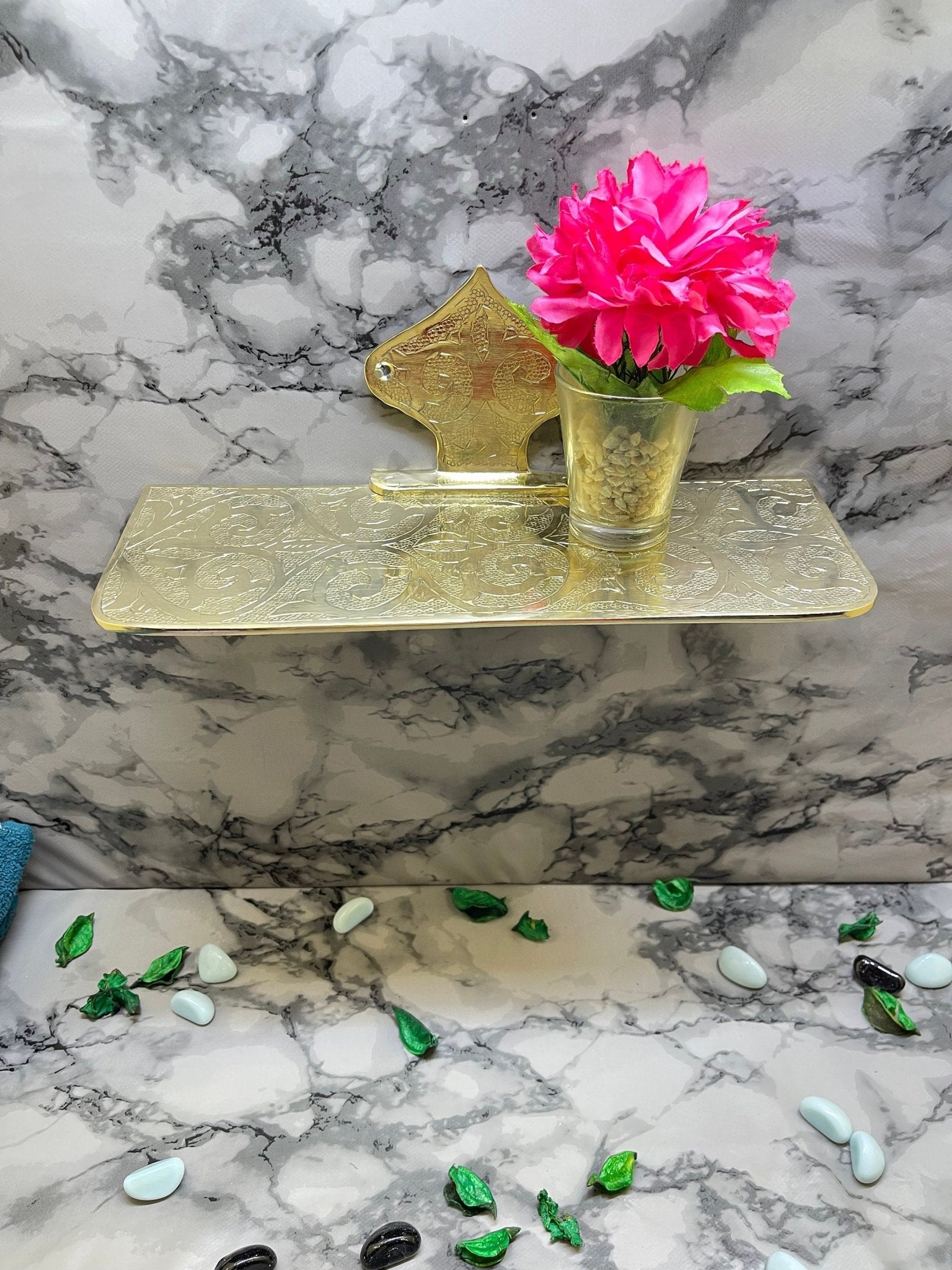 Handcrafted Solid Brass Tea Tray - Vintage Engraved Serving Table - Mettlemix
