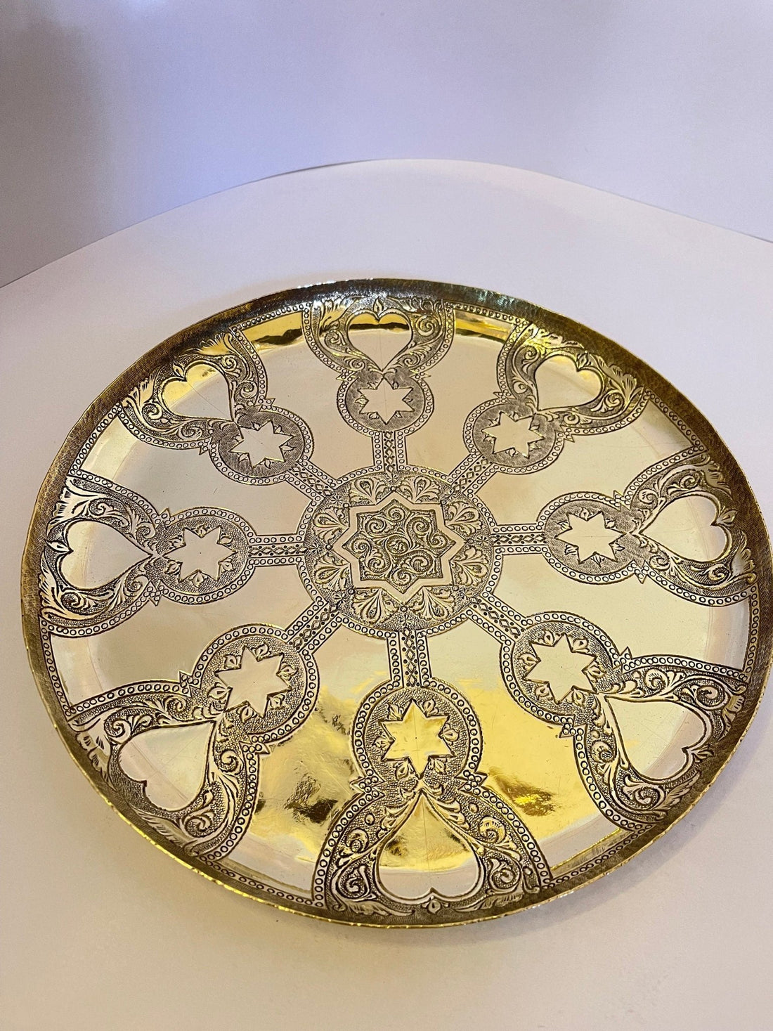 Handcrafted Solid Brass Tea Tray - Vintage Engraved Serving Table - Mettlemix