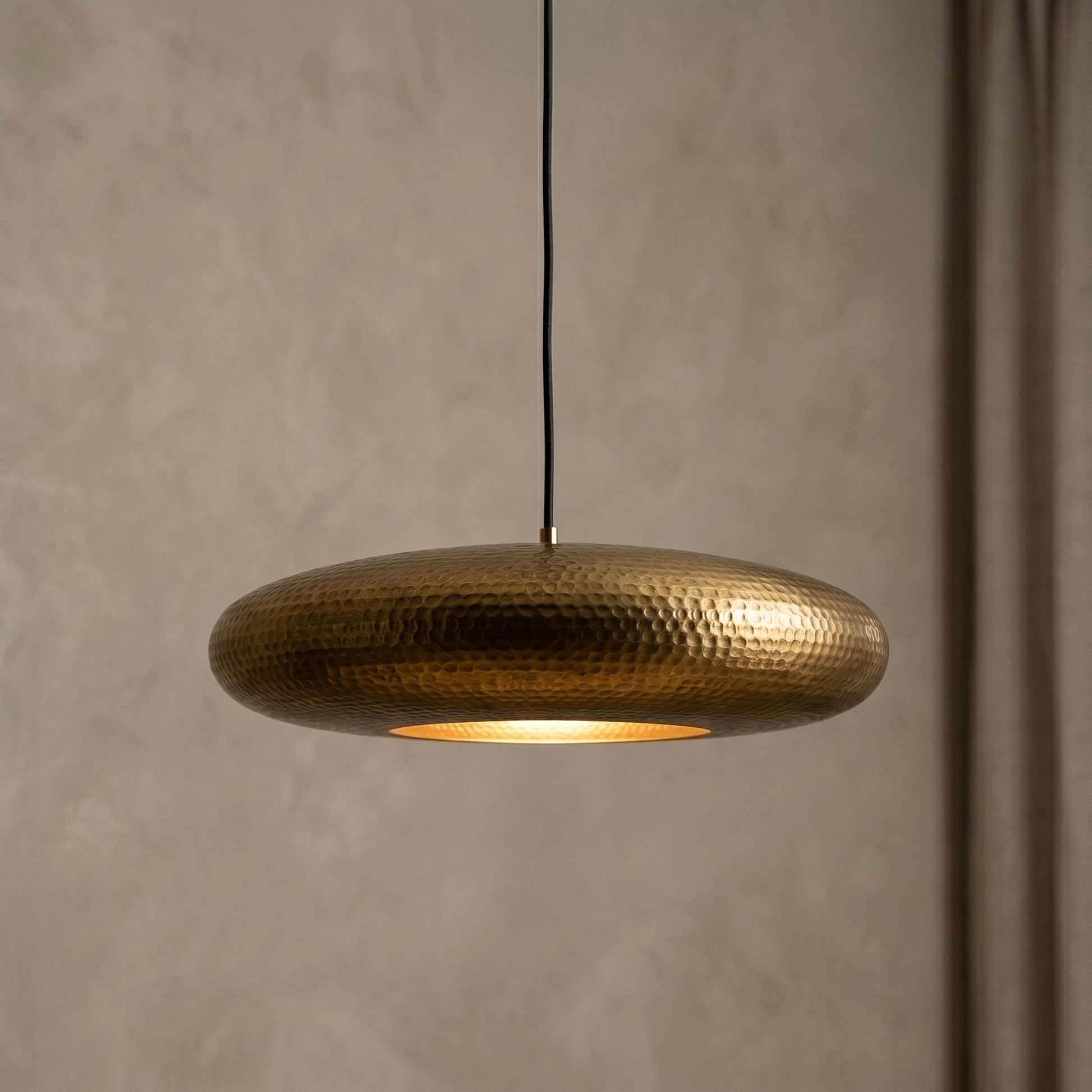 Handmade Antique Brass Pendant Light - Hammered Gold Hanging Lamp - Mettlemix