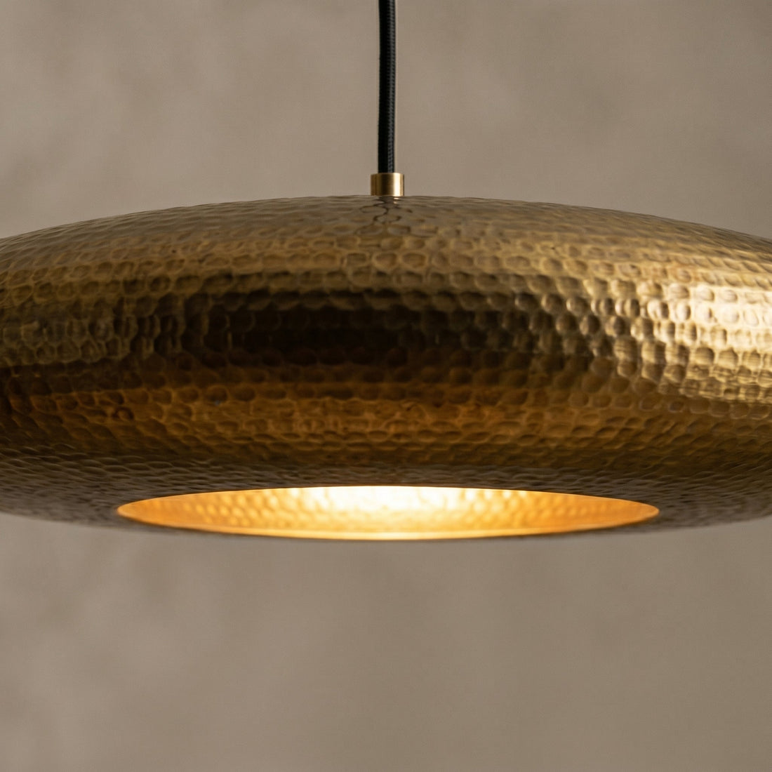 Handmade Antique Brass Pendant Light - Hammered Gold Hanging Lamp - Mettlemix