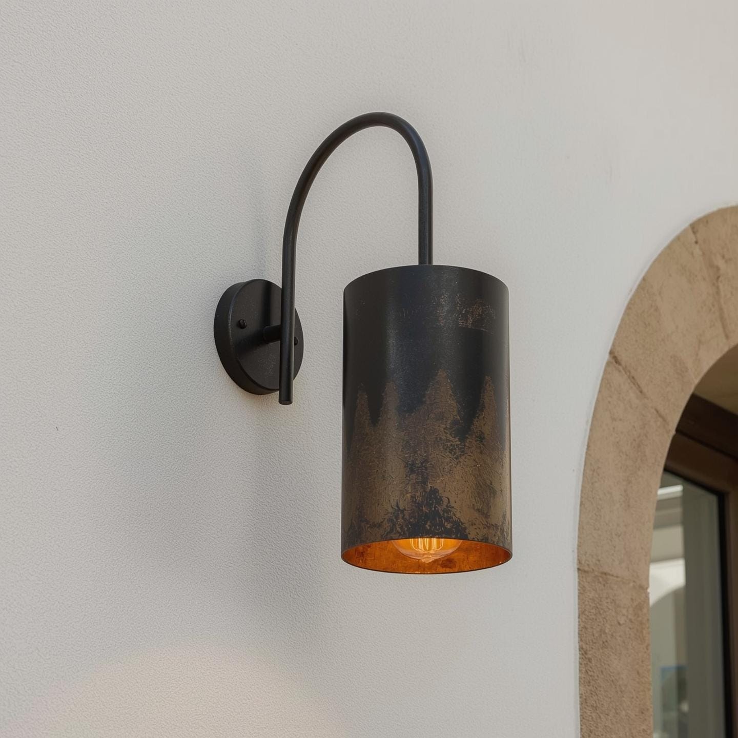 Handmade Black Patina Wall Sconce: Rustic Copper Interior Light - Mettlemix