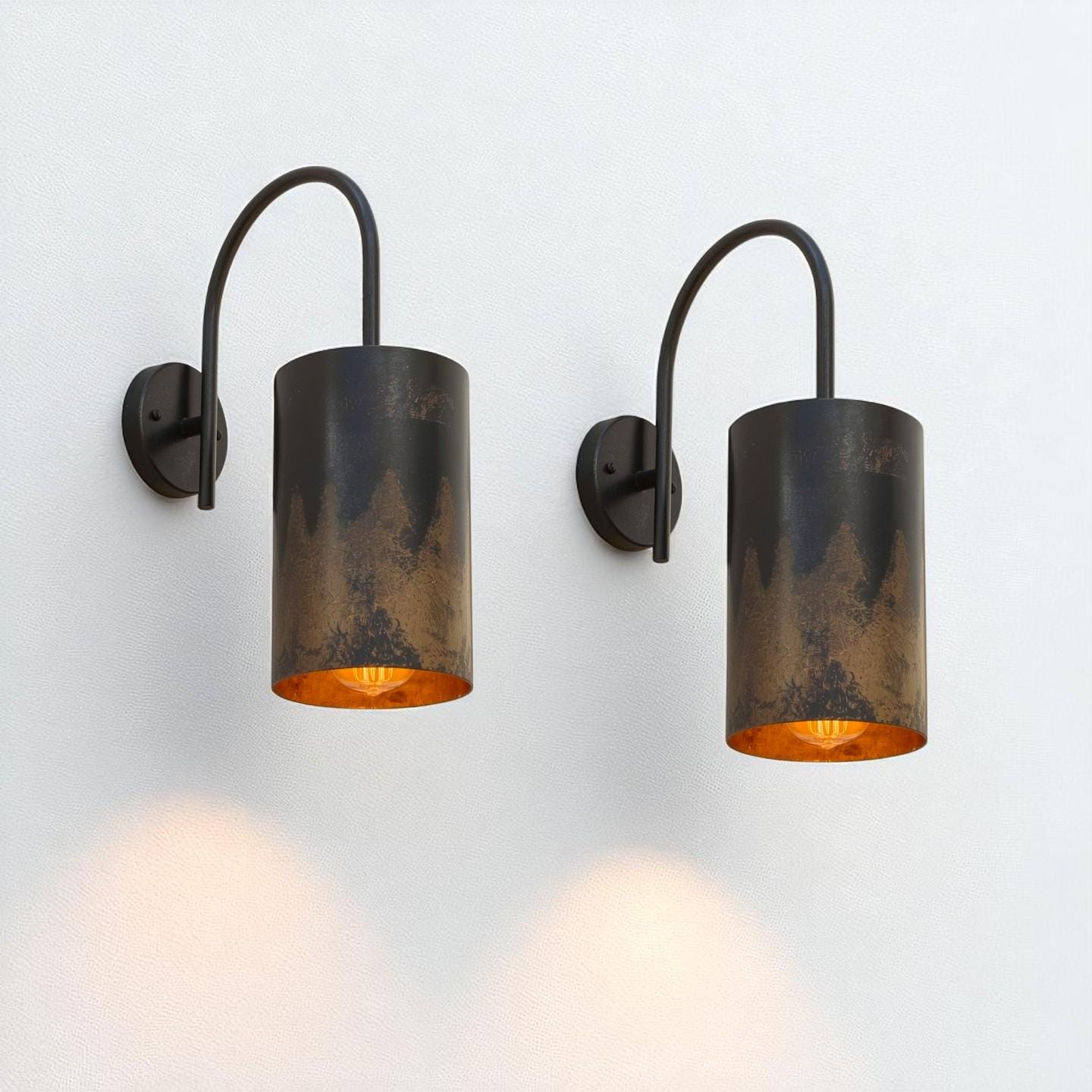 Handmade Black Patina Wall Sconce: Rustic Copper Interior Light - Mettlemix