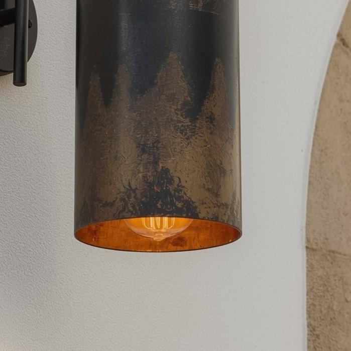 Handmade Black Patina Wall Sconce: Rustic Copper Interior Light - Mettlemix