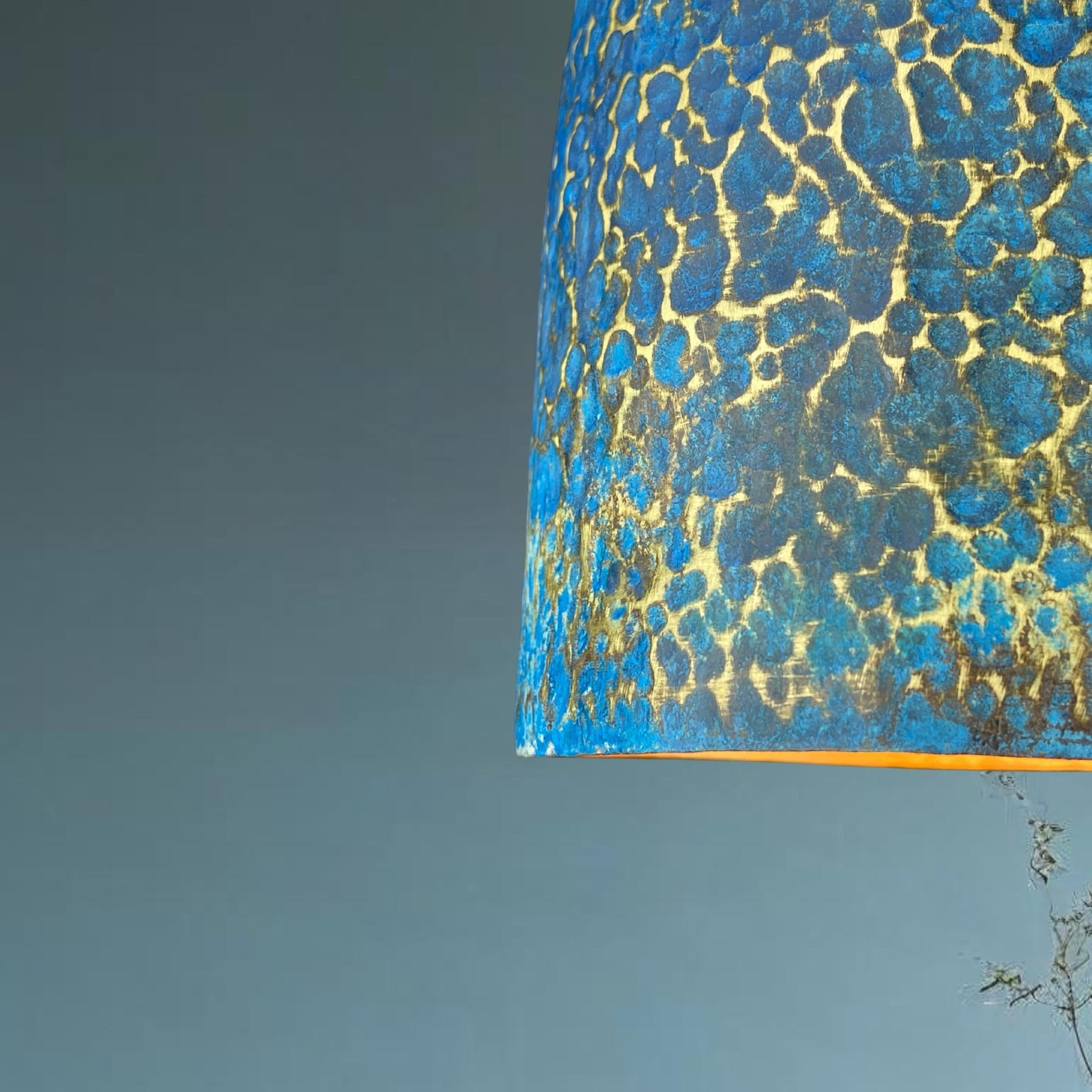 Handmade Blue Patina Brass Pendant Light: Rustic Dome Ceiling Lamp - Mettlemix