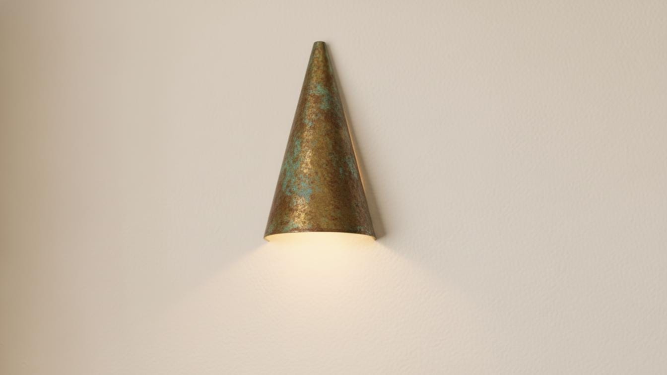 Handmade Brass Conical Sconce - Rustic Artisan Mediterranean Wall Light - Mettlemix
