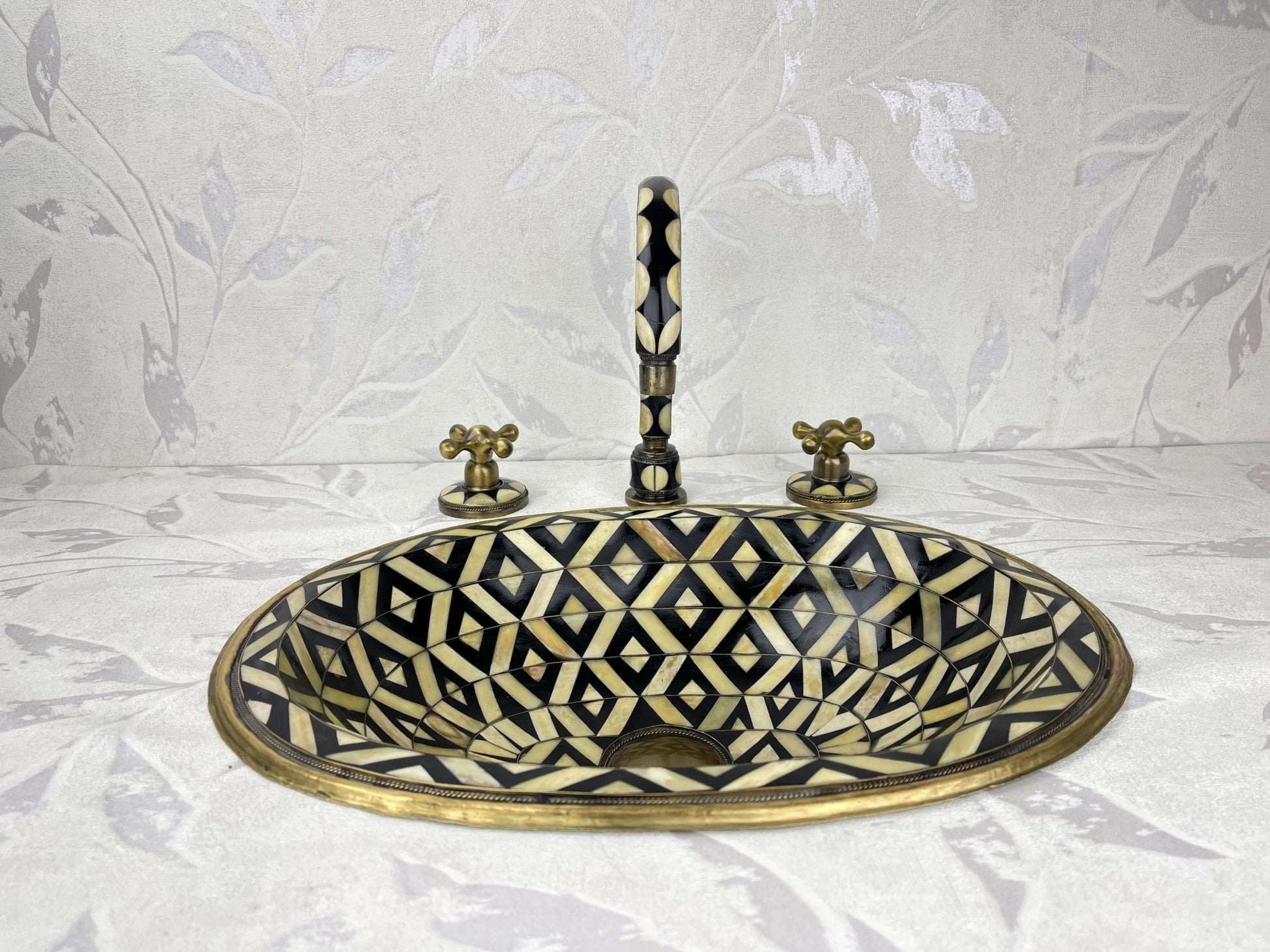 Handmade Brass Faucet & Sink Set - Resin & Bone Details Bronze Finish - Mettlemix