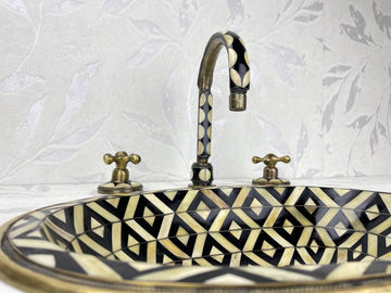 Handmade Brass Faucet & Sink Set - Resin & Bone Details Bronze Finish - Mettlemix