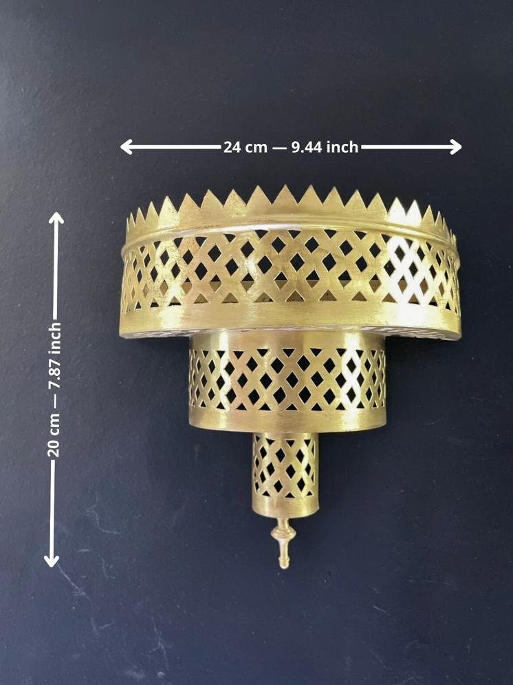 Handmade Brass Wall Sconce - Boho Gold Moroccan Decorative Light - Mettlemix