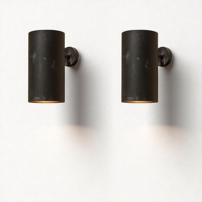 Handmade Brass Wall Sconce: Matte Black Minimalist Cylinder Light - Mettlemix