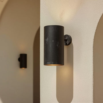 Handmade Brass Wall Sconce: Matte Black Minimalist Cylinder Light - Mettlemix