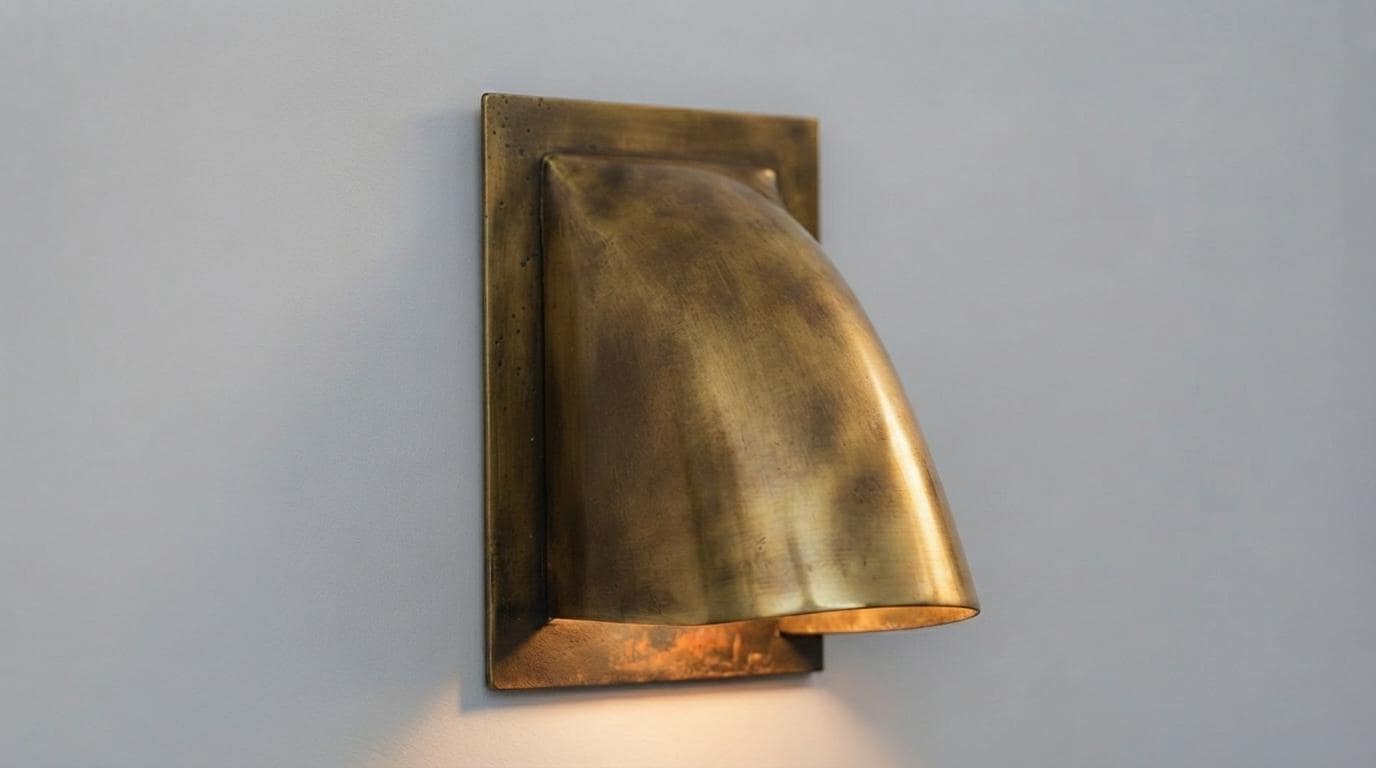 Handmade Brass Wall Sconce, Solid Brass Indoor Outdoor Light, Curved Cone Wall Lamp, Rustic Modern Vintage Brass Sconce Fixture - Mettlemix