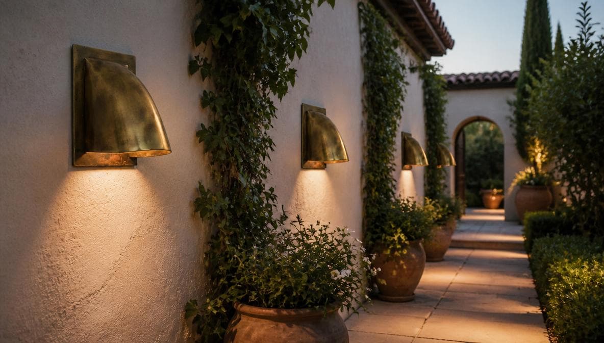Handmade Brass Wall Sconce, Solid Brass Indoor Outdoor Light, Curved Cone Wall Lamp, Rustic Modern Vintage Brass Sconce Fixture - Mettlemix