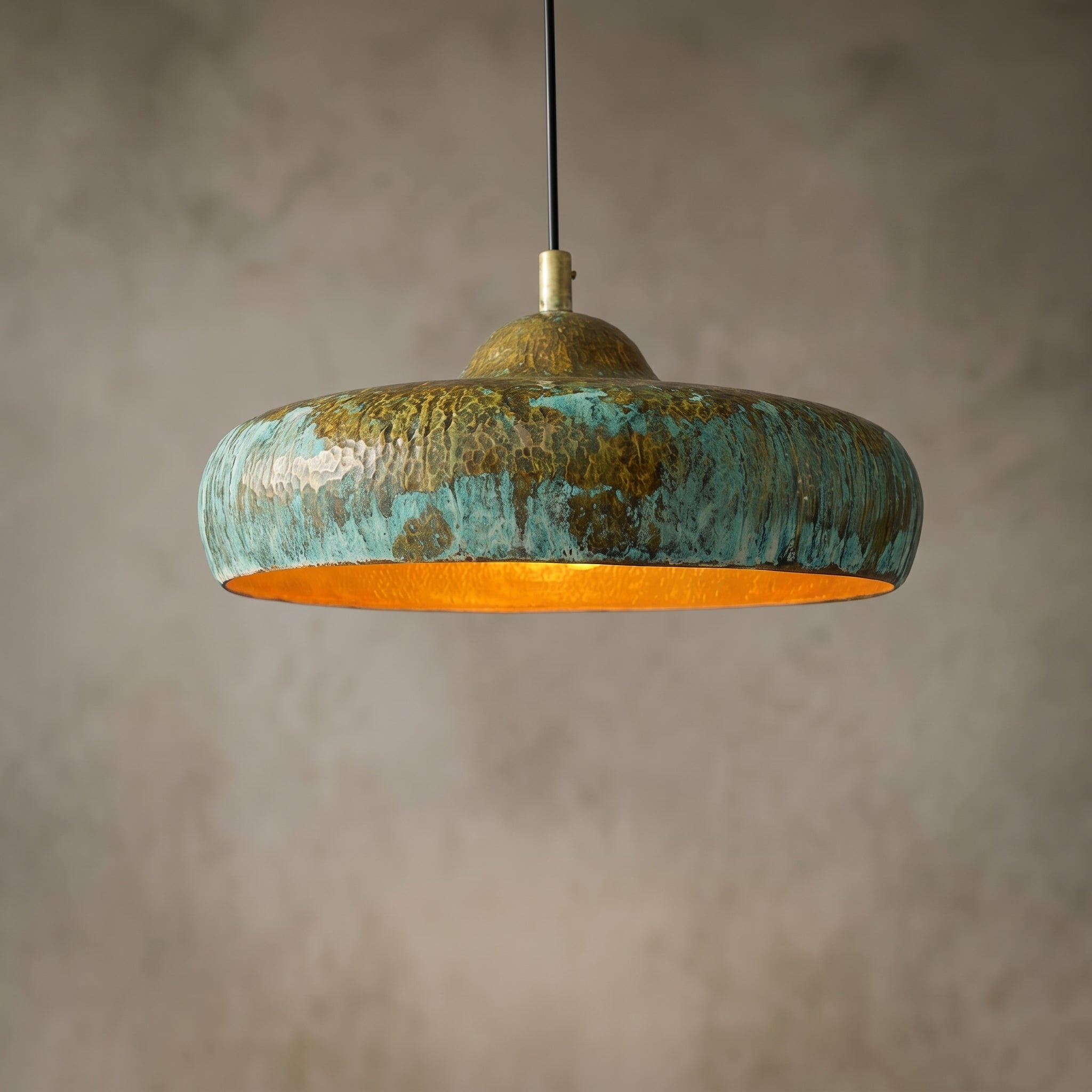 Handmade Copper Dome Lamp with Green Patina – Rustic Artisan Lighting - Mettlemix