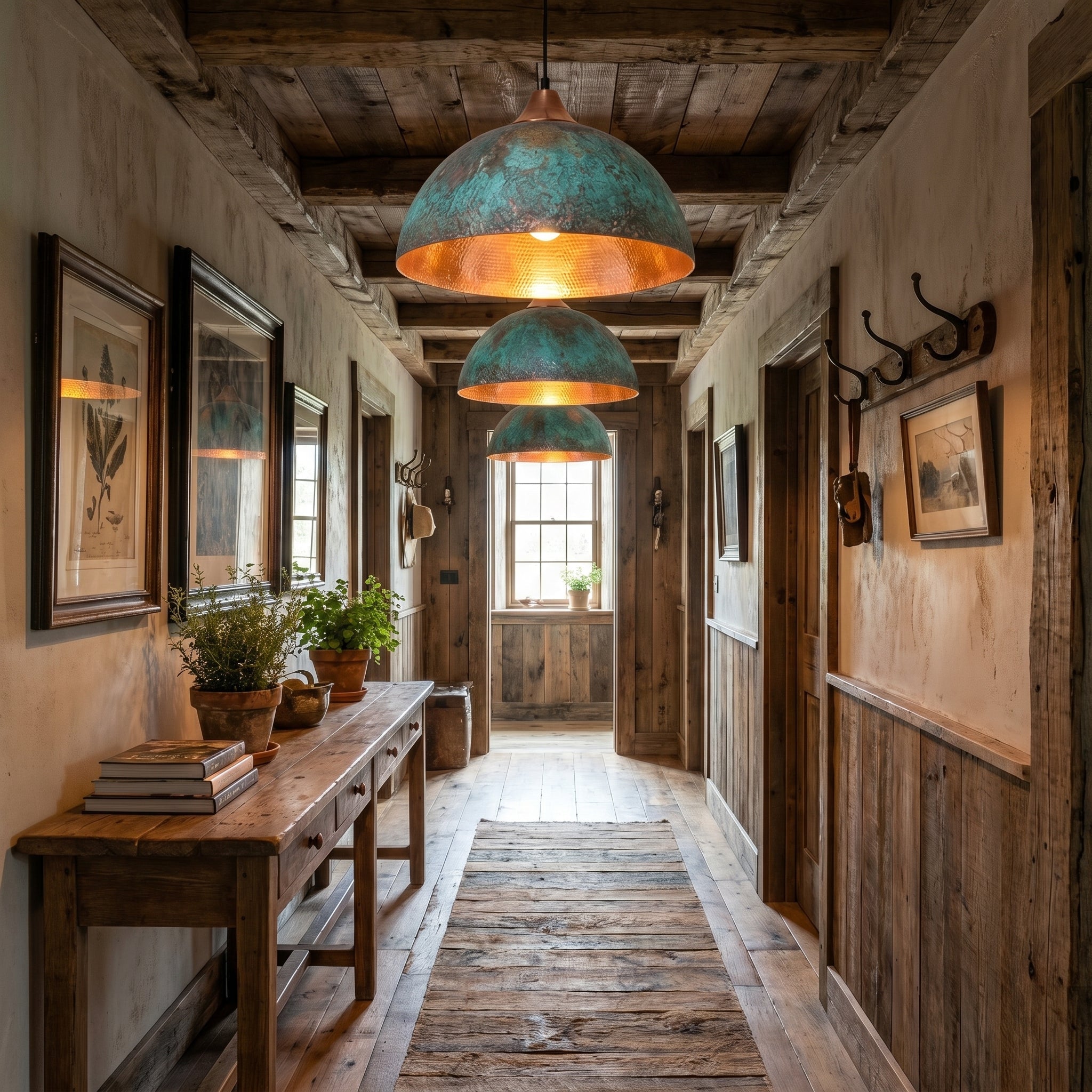 Handmade Copper Dome Pendant Light - Green Patina & Rustic Artisan Lighting - Mettlemix