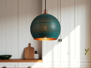 Handmade Copper Patina Pendant Light - Moroccan Sphere Lamp - Mettlemix