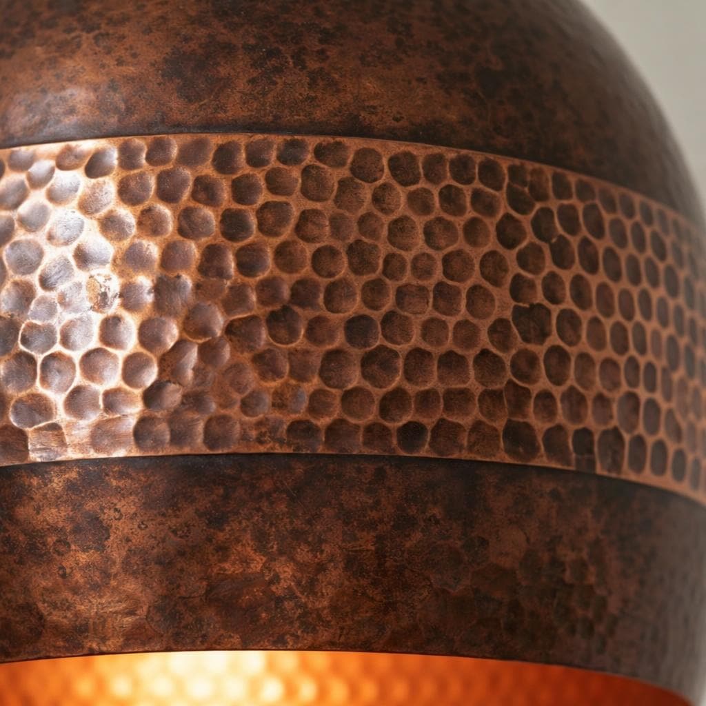 Handmade Copper Pendant Light, Antique Hammered Ceiling Lamp, Rustic Dome Light, Kitchen Island Lighting, Modern Farmhouse Decor - Mettlemix