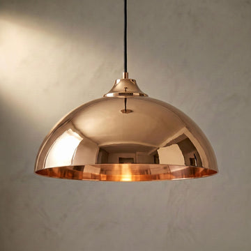 Handmade Copper Pendant Light golden rose finish Moroccan copper Dome Lamp smooth finish - Mettlemix
