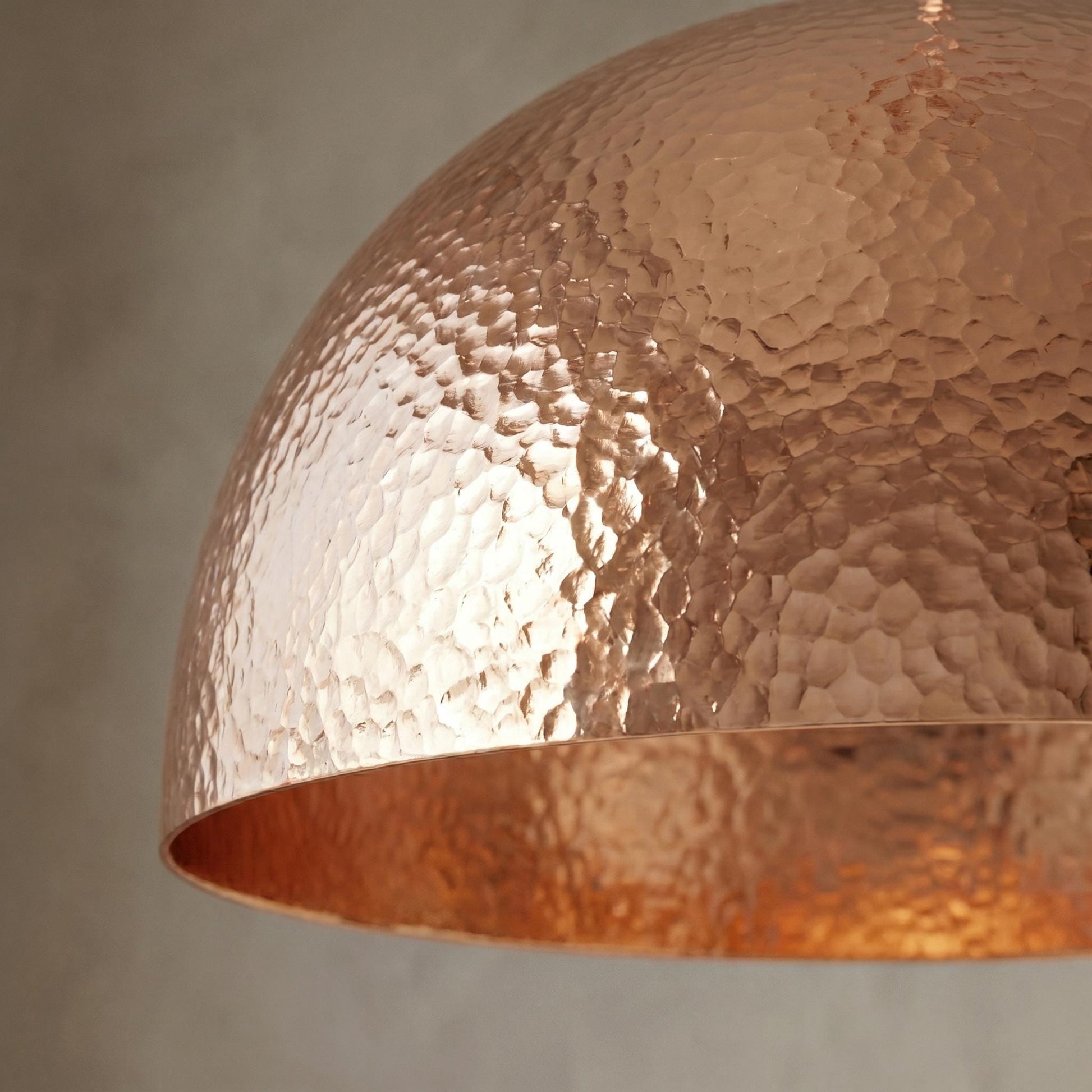 Handmade Copper Pendant Light golden rose finish Moroccan hammered copper Dome Lamp - Mettlemix