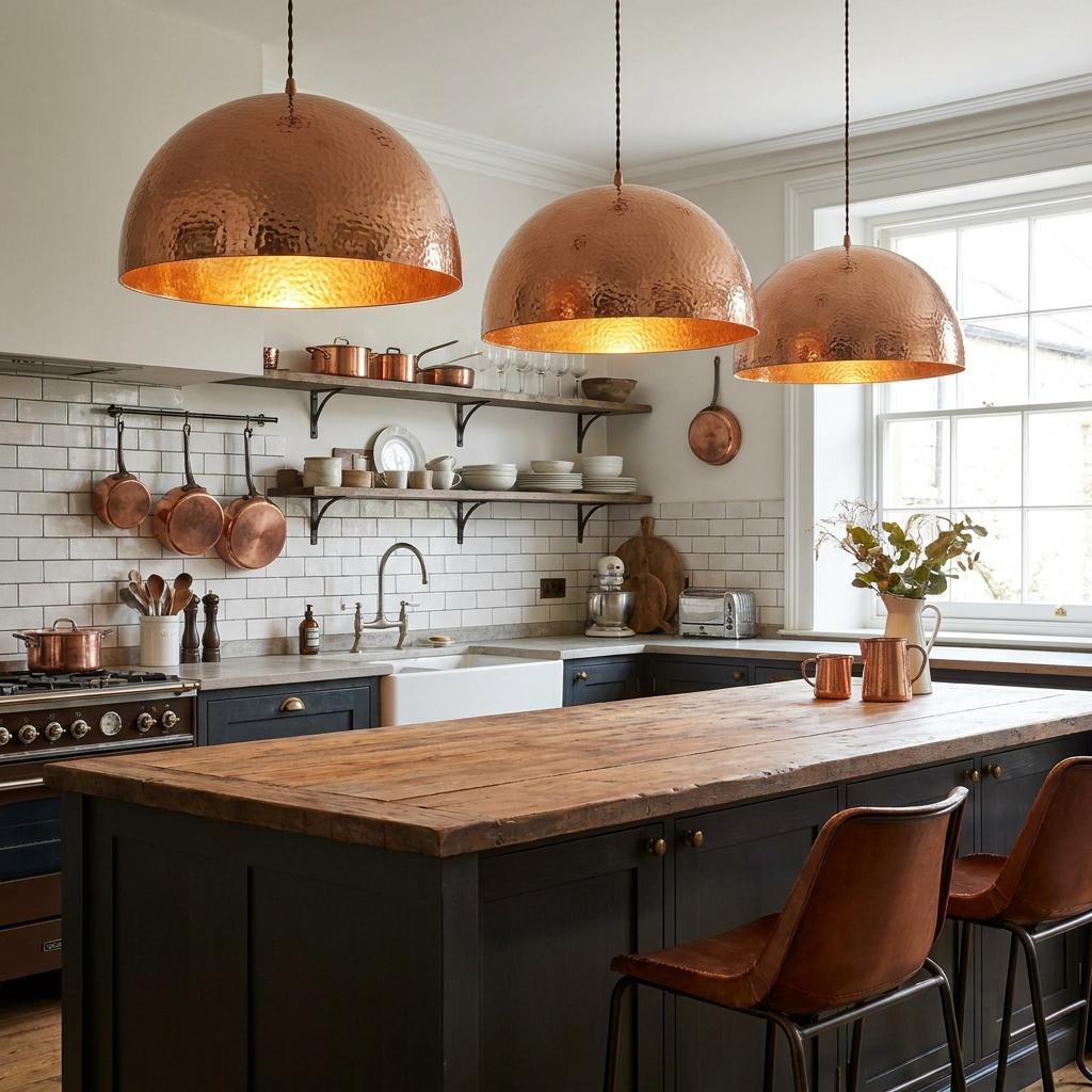 Handmade Copper Pendant Light golden rose finish Moroccan hammered copper Dome Lamp - Mettlemix