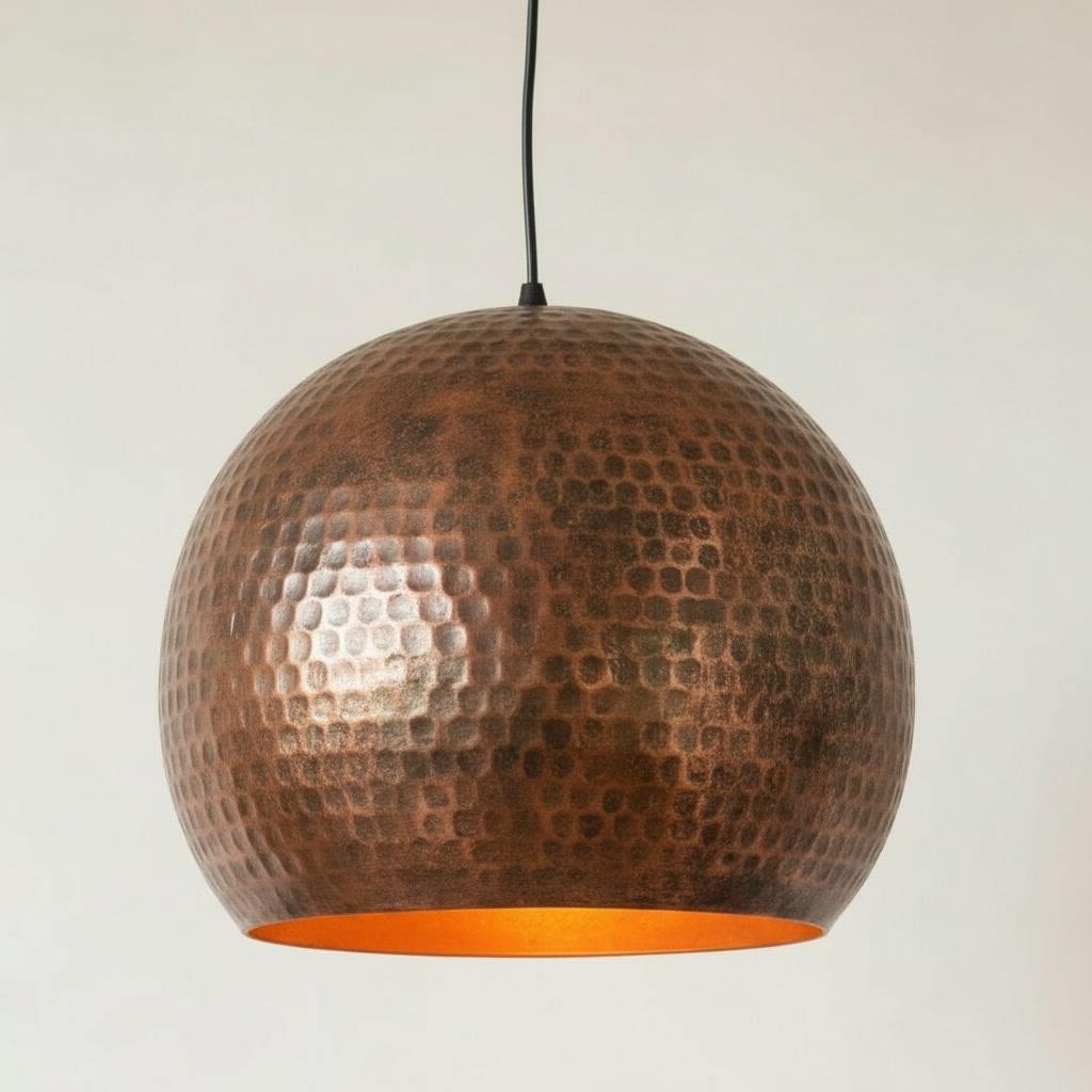 Handmade Copper Pendant Light - Hammered Dome Ceiling Fixture - Rustic Farmhouse Kitchen Island Chandelier - Modern Industrial Lighting - Mettlemix