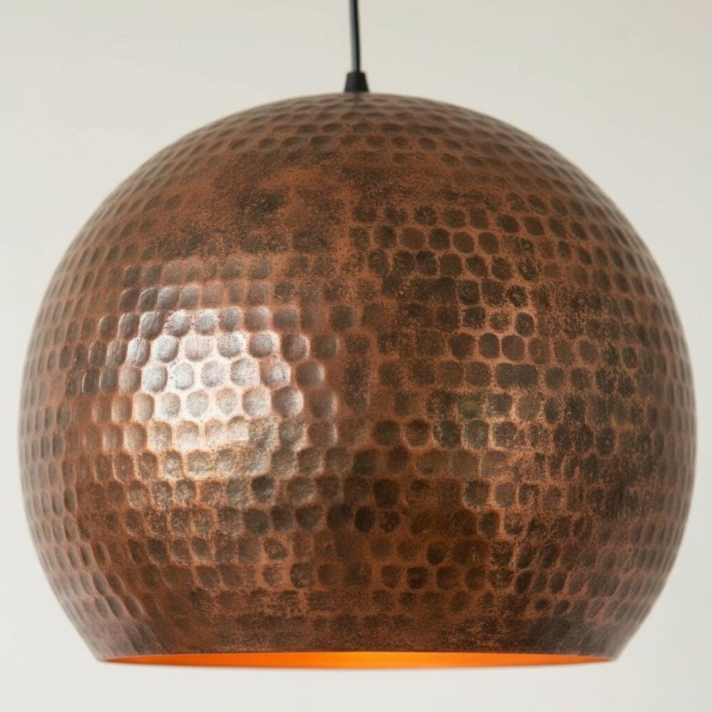 Handmade Copper Pendant Light - Hammered Dome Ceiling Fixture - Rustic Farmhouse Kitchen Island Chandelier - Modern Industrial Lighting - Mettlemix