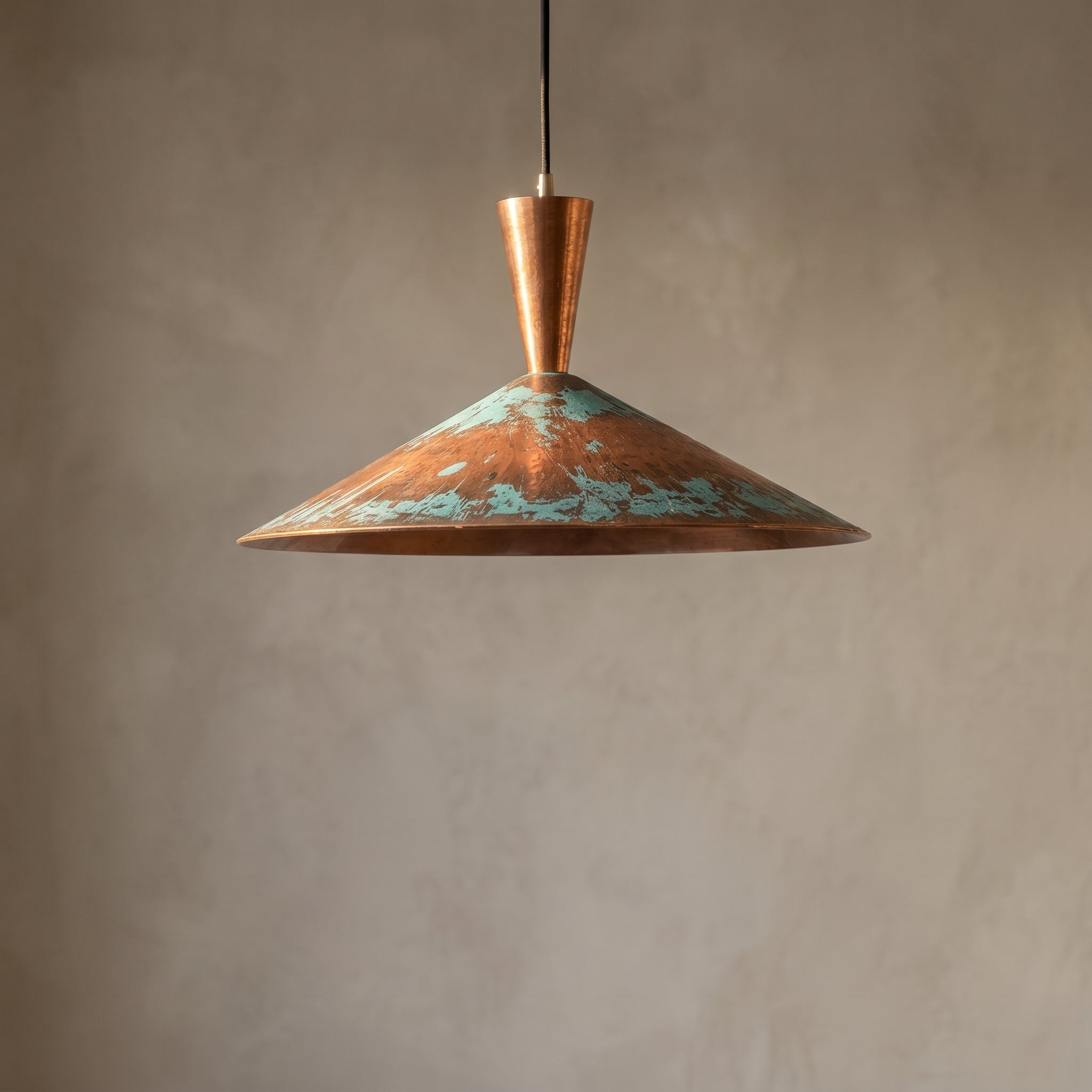 Handmade Copper Pendant Light - Rustic Patina Dome Lamp - Mettlemix