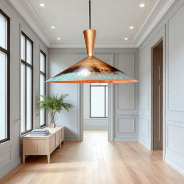 Handmade Copper Pendant Light: Rustic Patina Dome Lamp, Industrial Lighting - Mettlemix