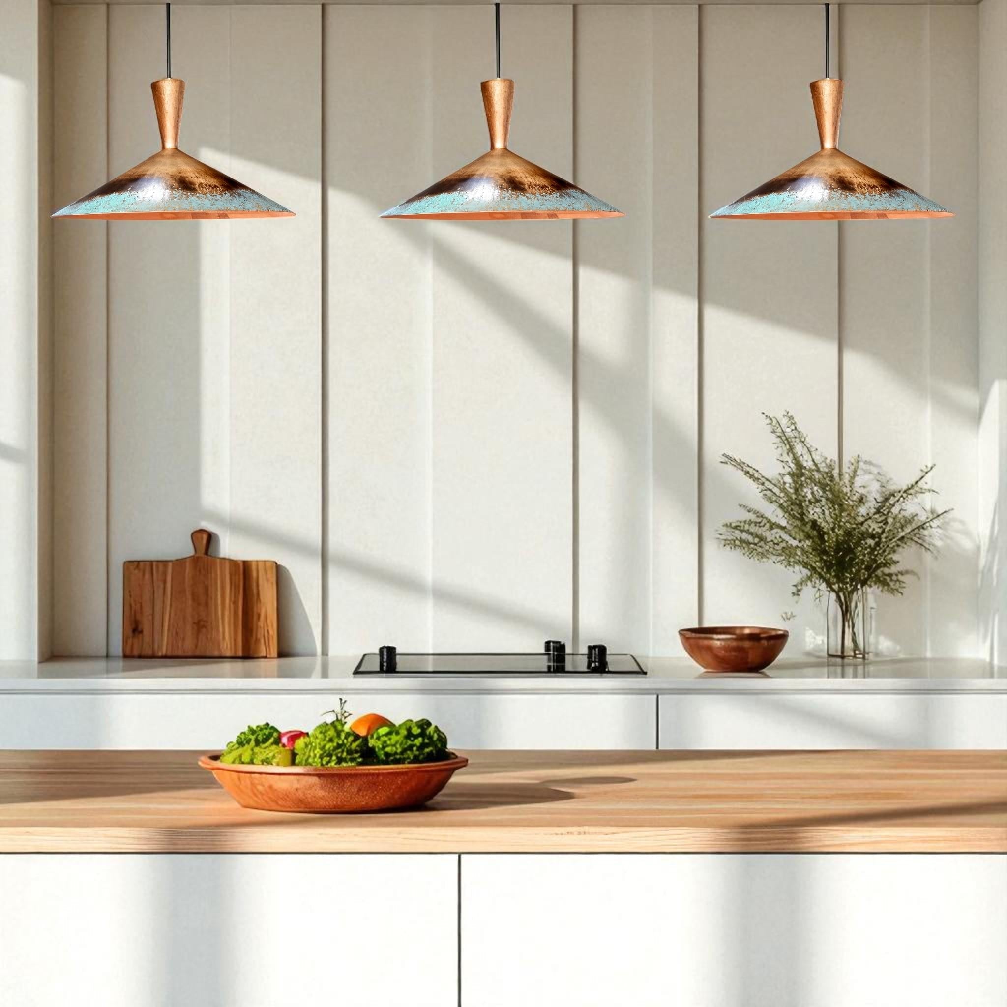 Handmade Copper Pendant Light: Rustic Patina Dome Lamp, Industrial Lighting - Mettlemix