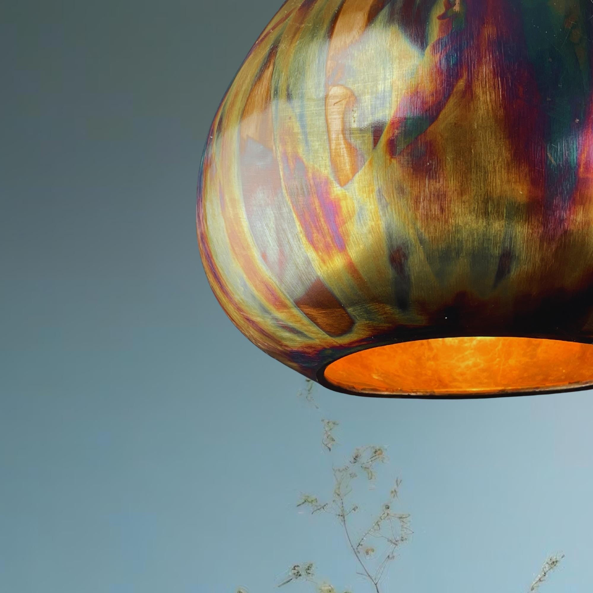 Handmade Copper Teardrop Pendant Light: Rustic Patina Ceiling Lamp - Mettlemix